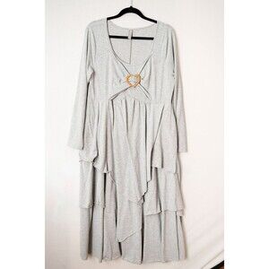 NoraCora womens dress gray XXL maxi flowy layered ruched heart jersey
